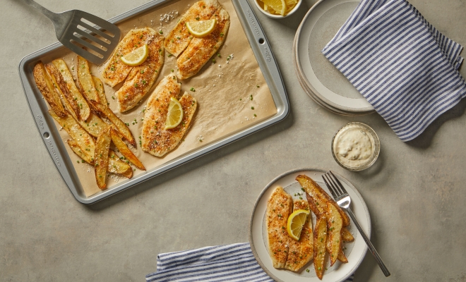 
Sheet Pan Fish and Chips
