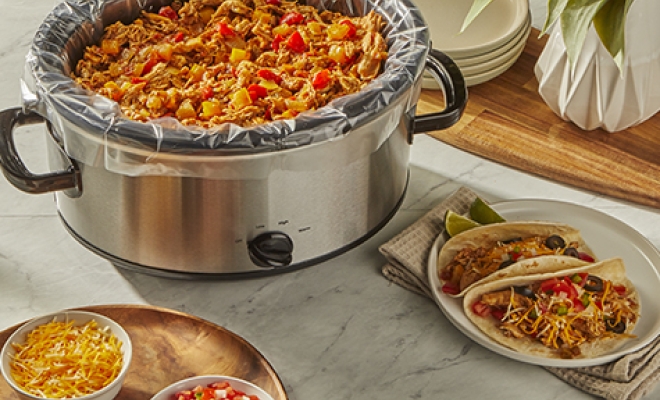 
Easy Slow Cooker Shredded Chicken Tacos 
