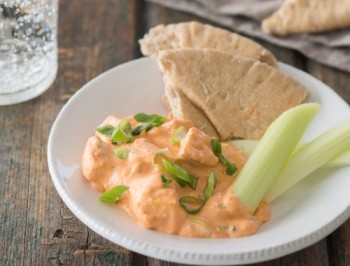 Slow Cooker Buffalo Chicken Dip with Celery and Pita