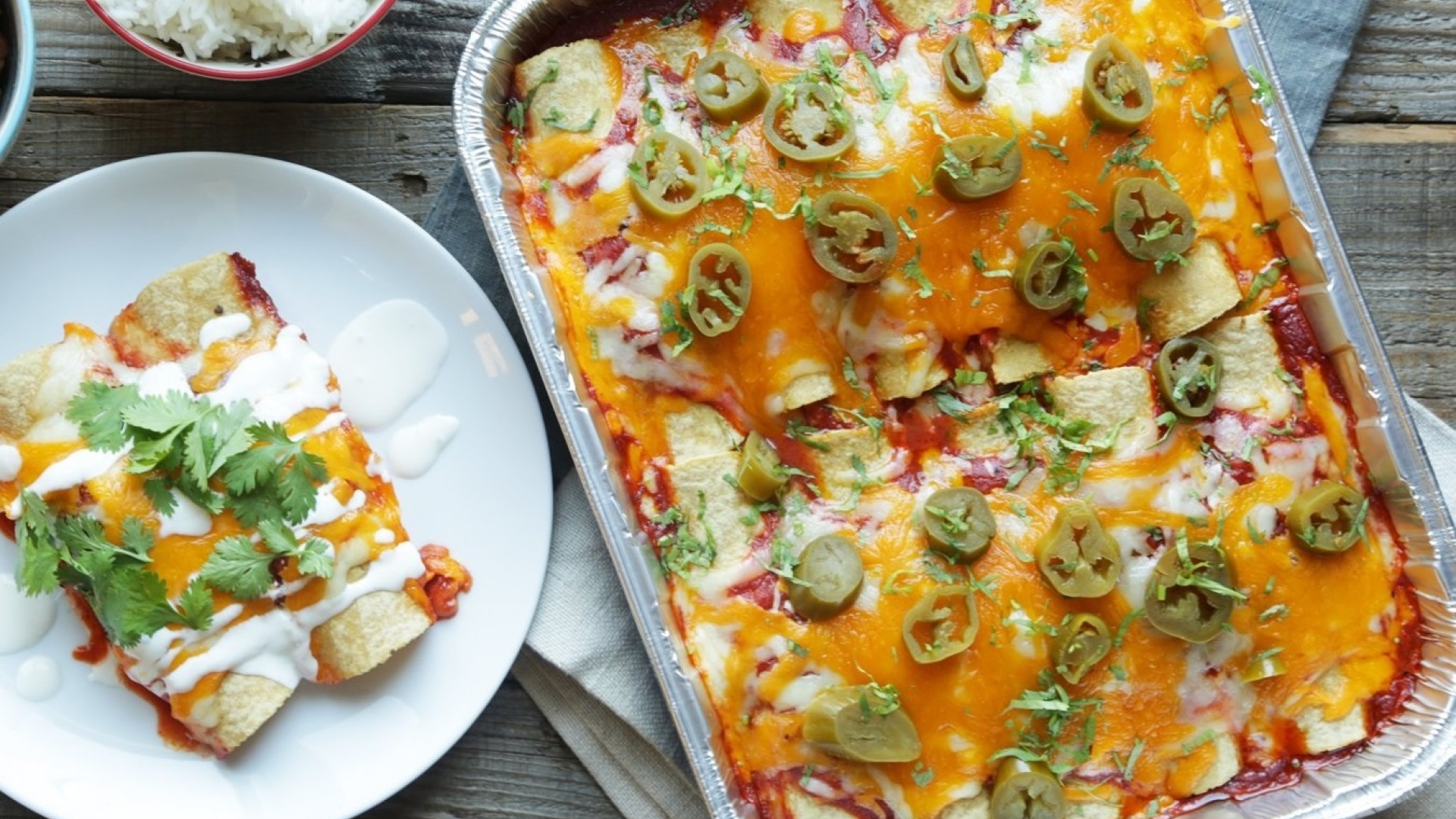 Enchiladas in a Reynolds Kitchens baking pan
