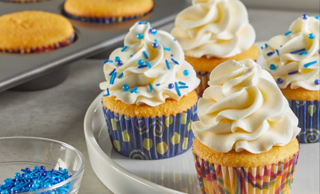 Cupcakes with white frosting at the top