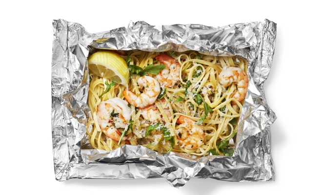 
Shrimp Scampi with Parmesan and Arugula Foil Packets
