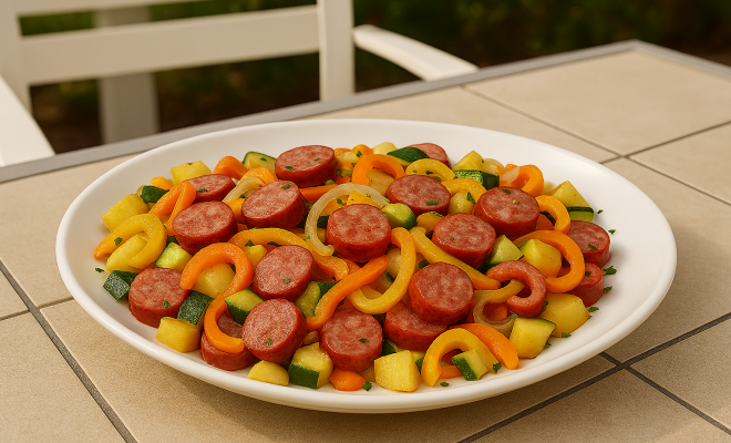
Grilled Sausage and Vegetables
