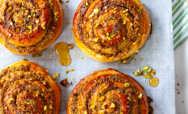 
Pistachio Honey Cinnamon Rolls
