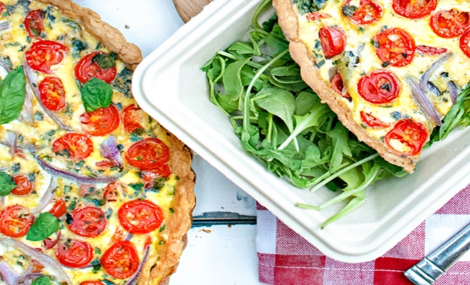 Tomato Basil and Parmesan Quiche