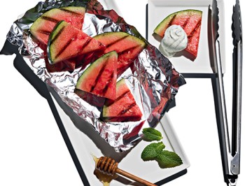 Grilled Watermelon with Whipped Minted Goat Cheese