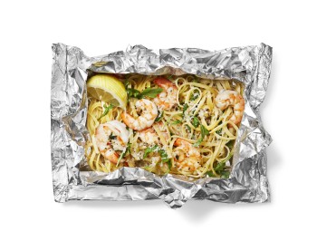 Shrimp Scampi with Parmesan and Arugula Foil Packets