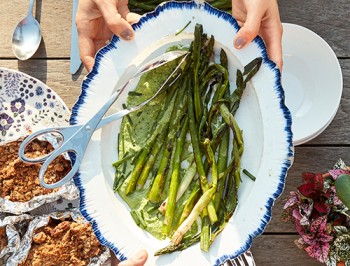 Grilled Asparagus with Spring Onions and Green Goddess Dressing