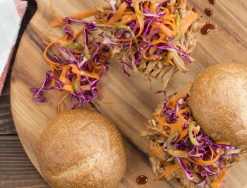 Slow Cooker BBQ Pulled Pork Sandwiches with Honey Jalepeno Slaw