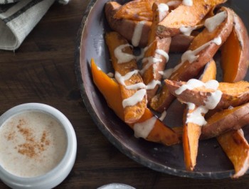 Sweet Potato Wedges with Marshmallow Sauce