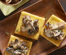 Fried Polenta Squares with Creamy Mushroom Ragu