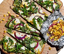 Grilled Flatbread Pizzas with Avocado Pesto