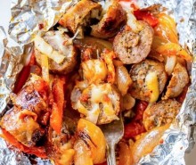 Foil Packet Cheesy Sausage and Peppers