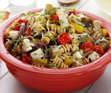 Roasted Eggplant with Pasta Caprese