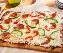 Pepperoni and Green Pepper Grilled Pizza